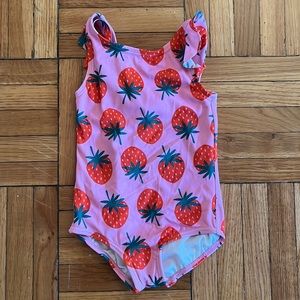 Hanna Andersson Strawberry Flutter Sleeve One Piece Swimsuit 2T EUC PRICE FIRM